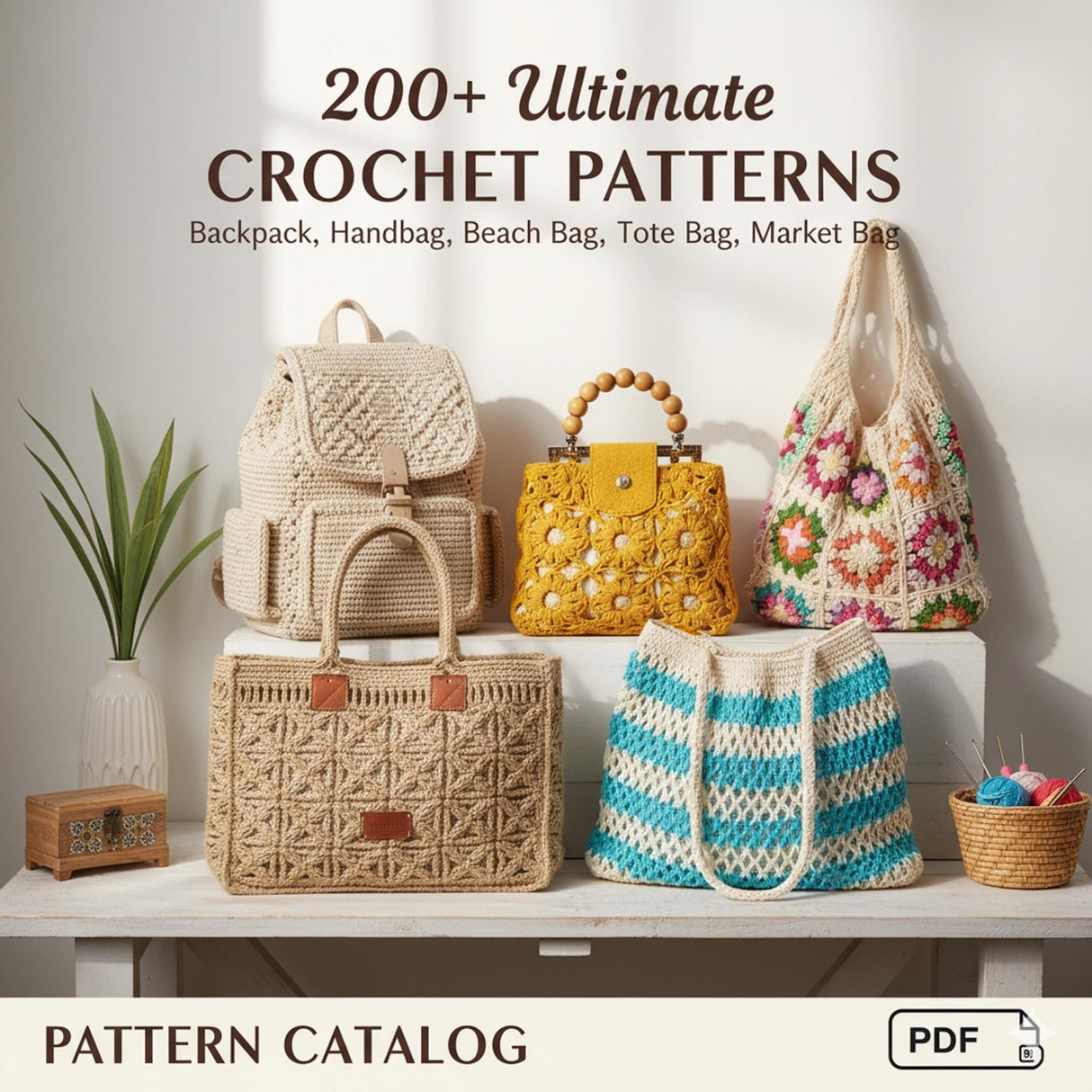 200+ Crochet Bag Patterns Bundle | Boho, Vintage & Modern PDF