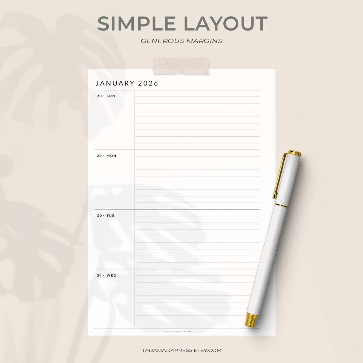 2026 Weekly Planner Printable | Minimalist 2-Page Dated PDF