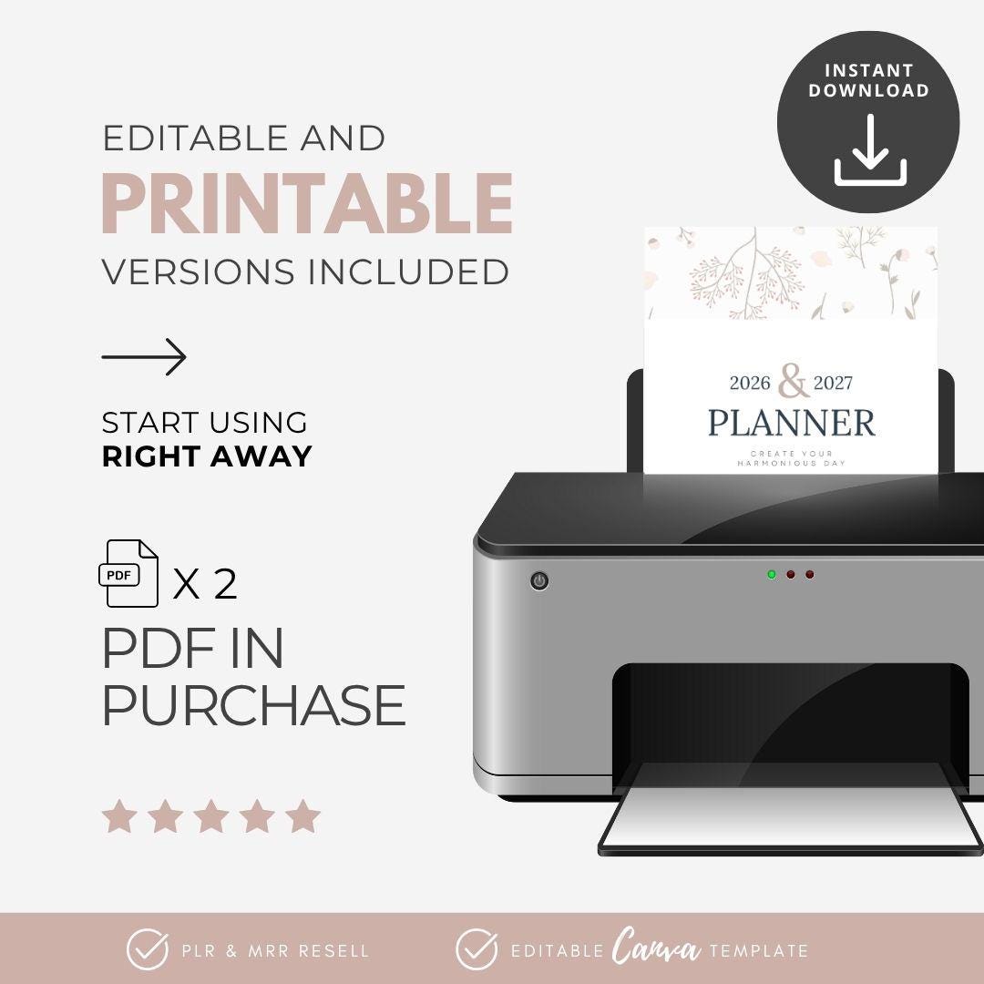 2026-2027 Digital Planner MRR | 45-Page Editable Canva PDF