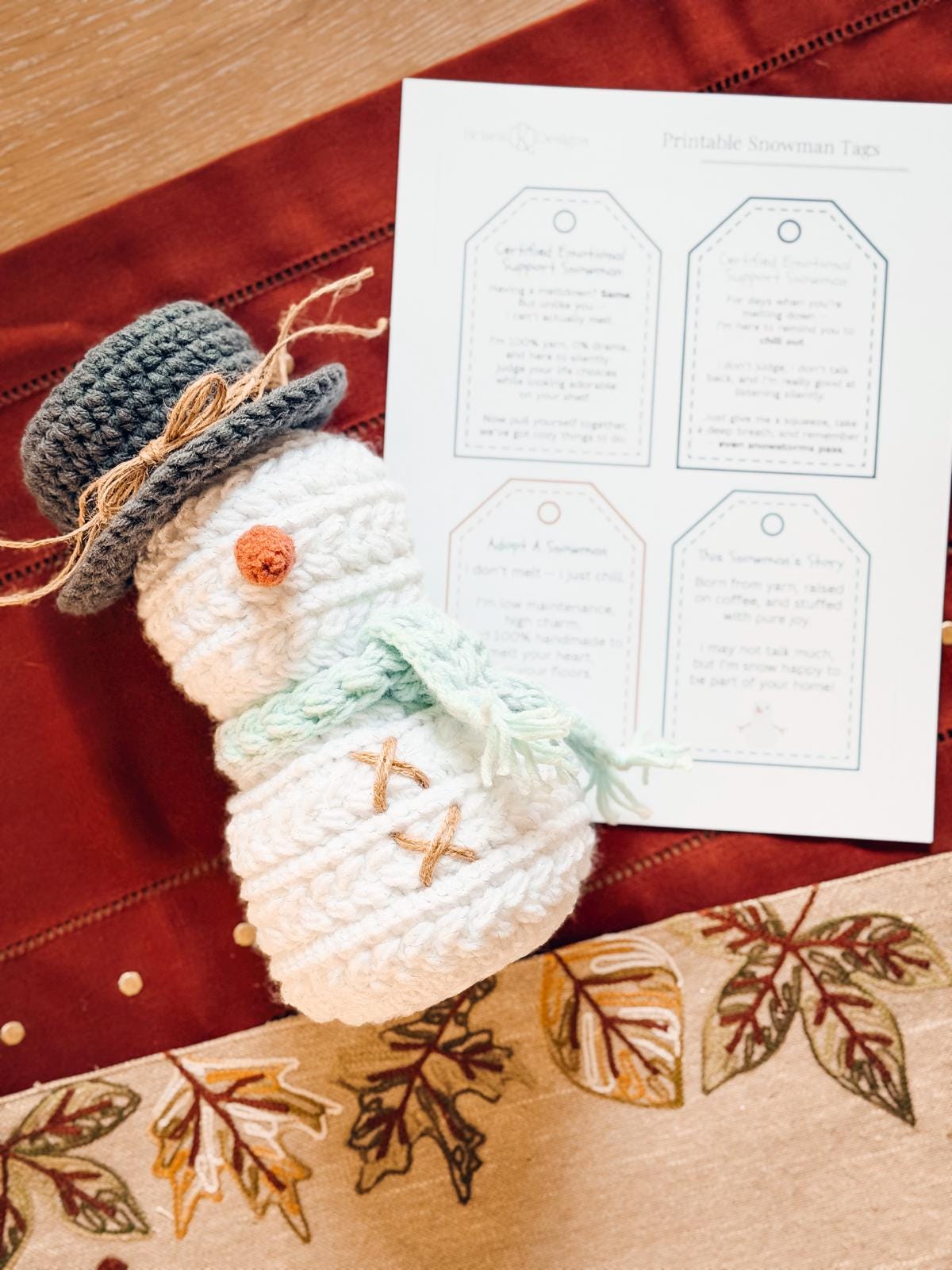 Digital PDF Wheat Stitch Snowman Crochet Pattern | Video