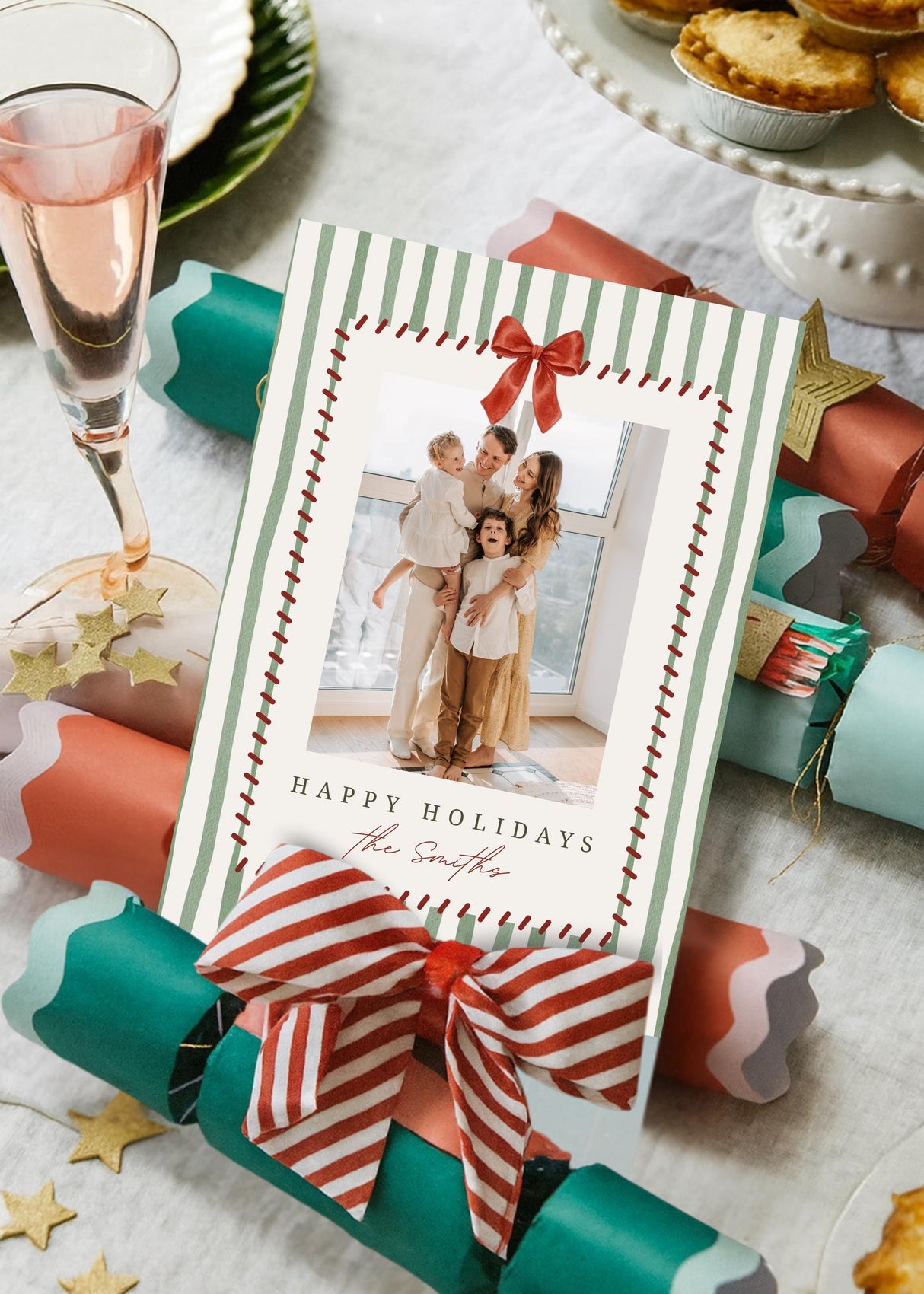 Editable Holiday Card Template | Double Sided Photo Card | Watercolour Canva