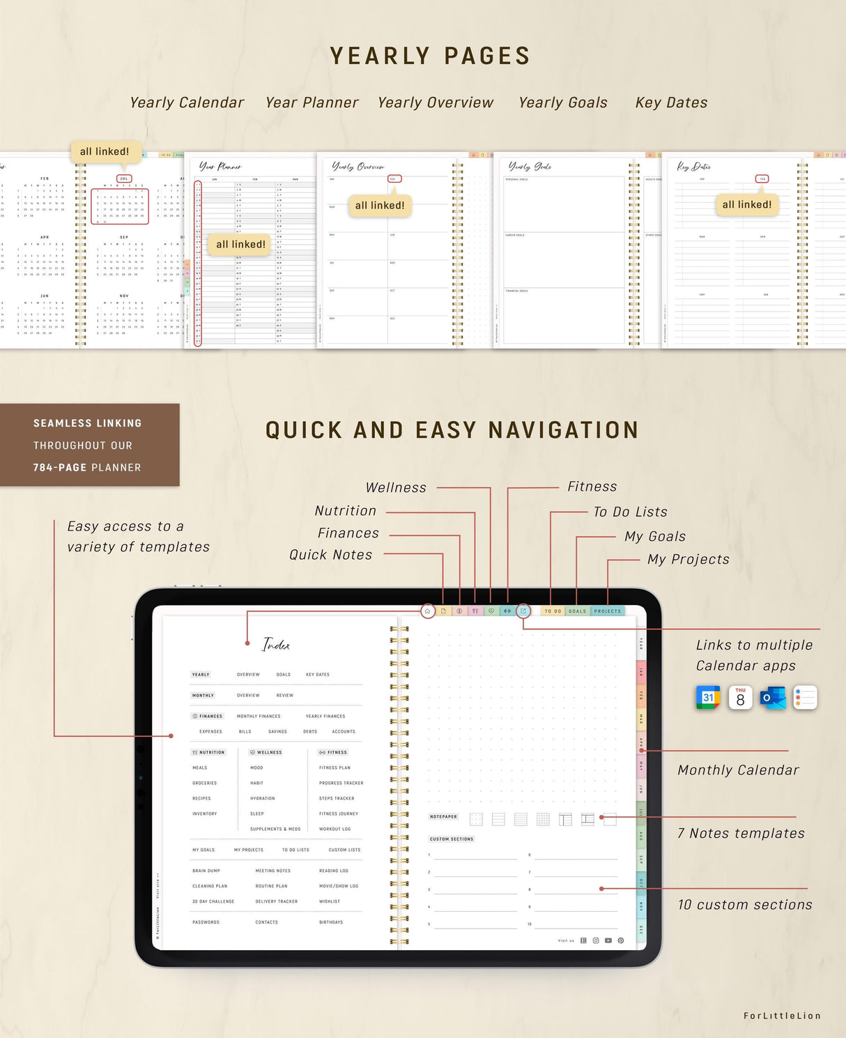 Premium Custom Digital Planner 2026 | Calendar Integrated PDF