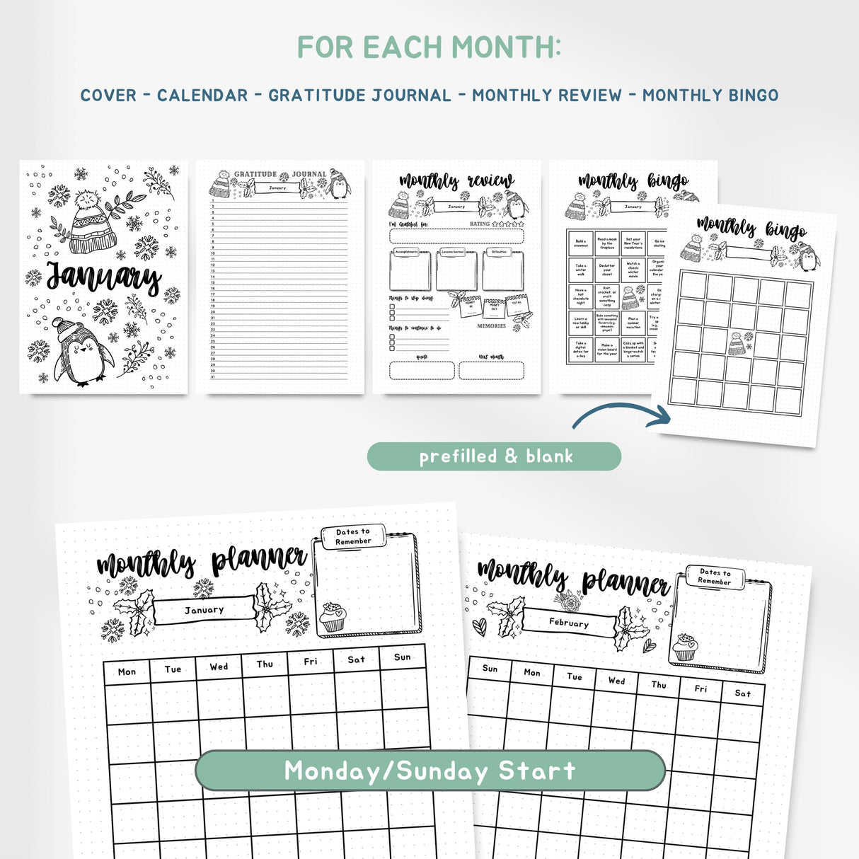 2026 Journal Planner Bundle | 430+ Premade Bullet Journal PDF