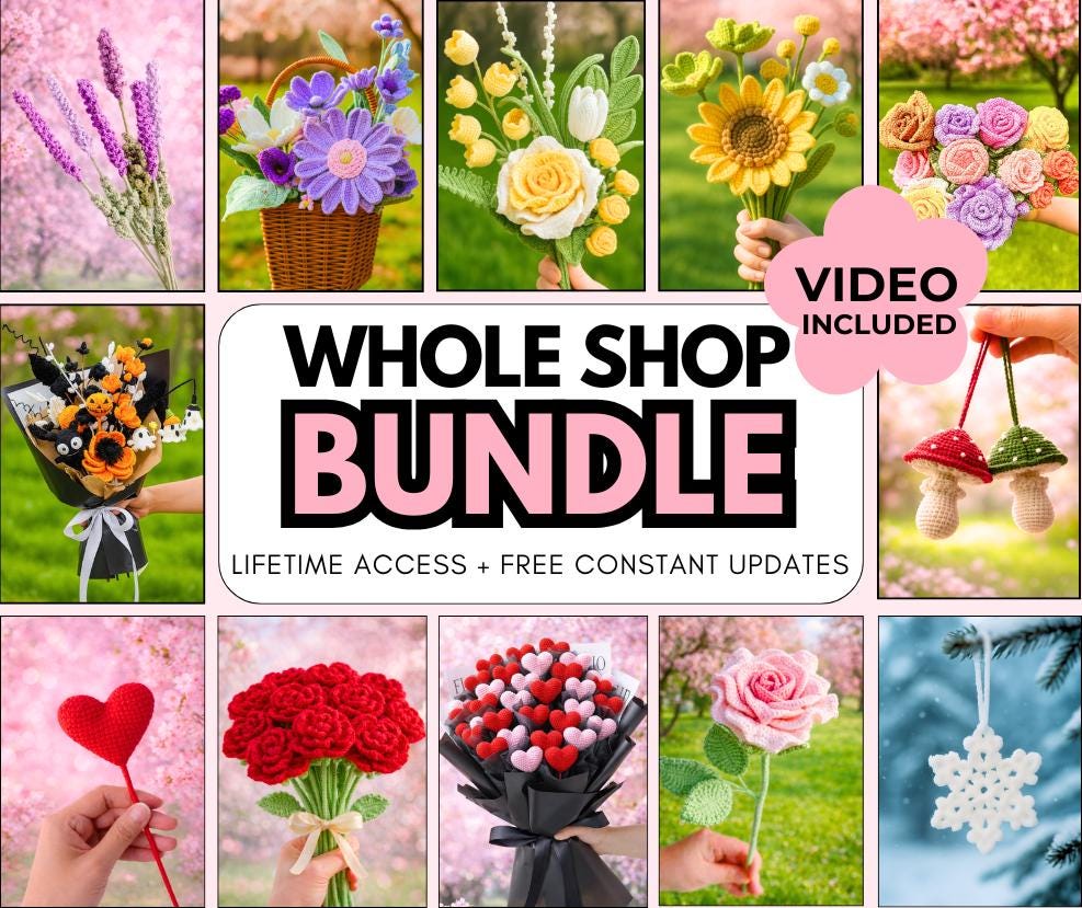 1500+ Flower Crochet Pattern Bundle | Whole Shop Amigurumi & Video
