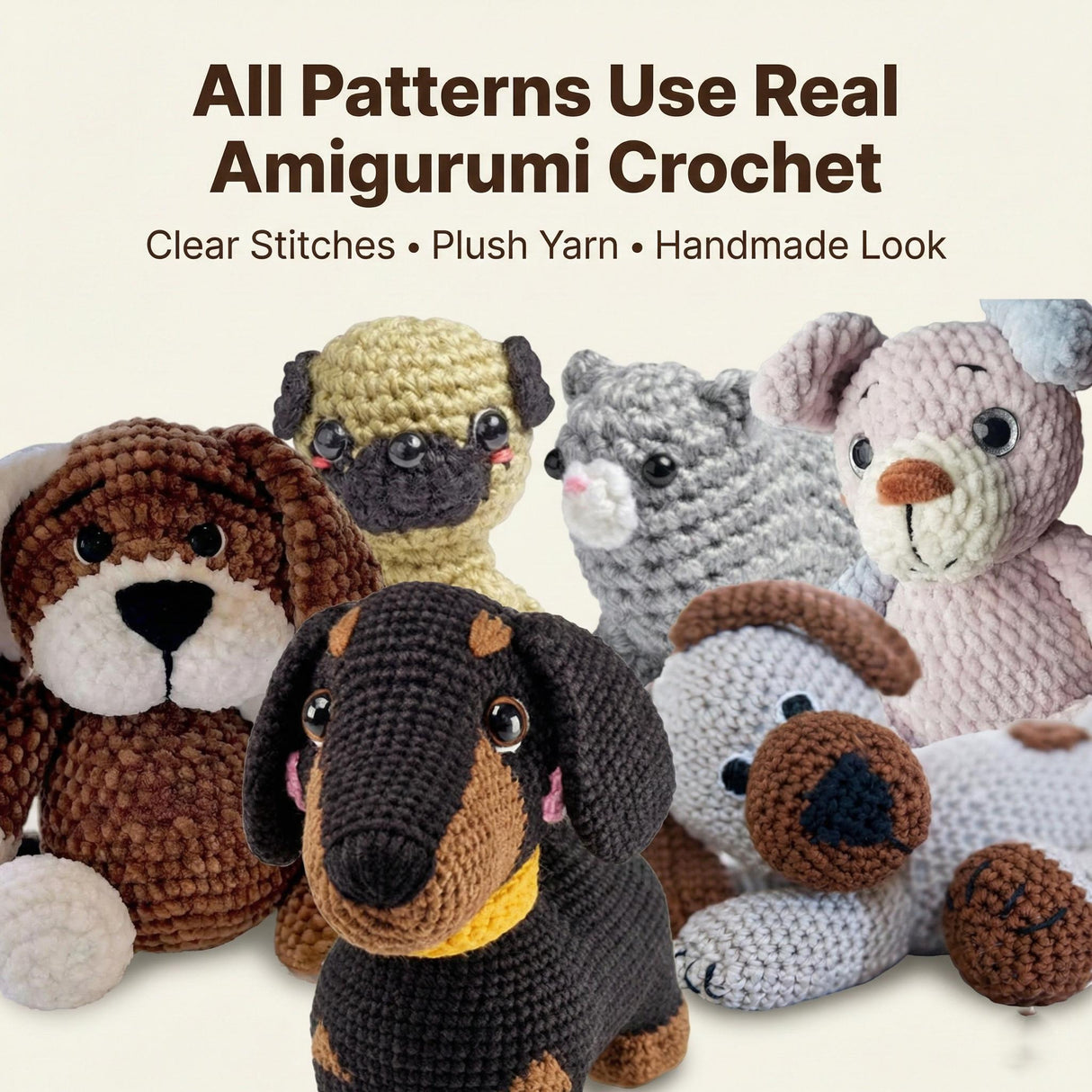 140+ Dog Amigurumi Patterns | Realistic Dog Crochet Bundle