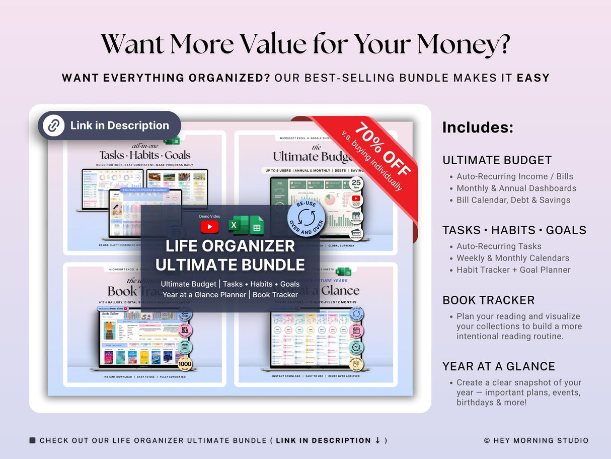 Digital Book Tracker Reading List | Google Sheets & Excel