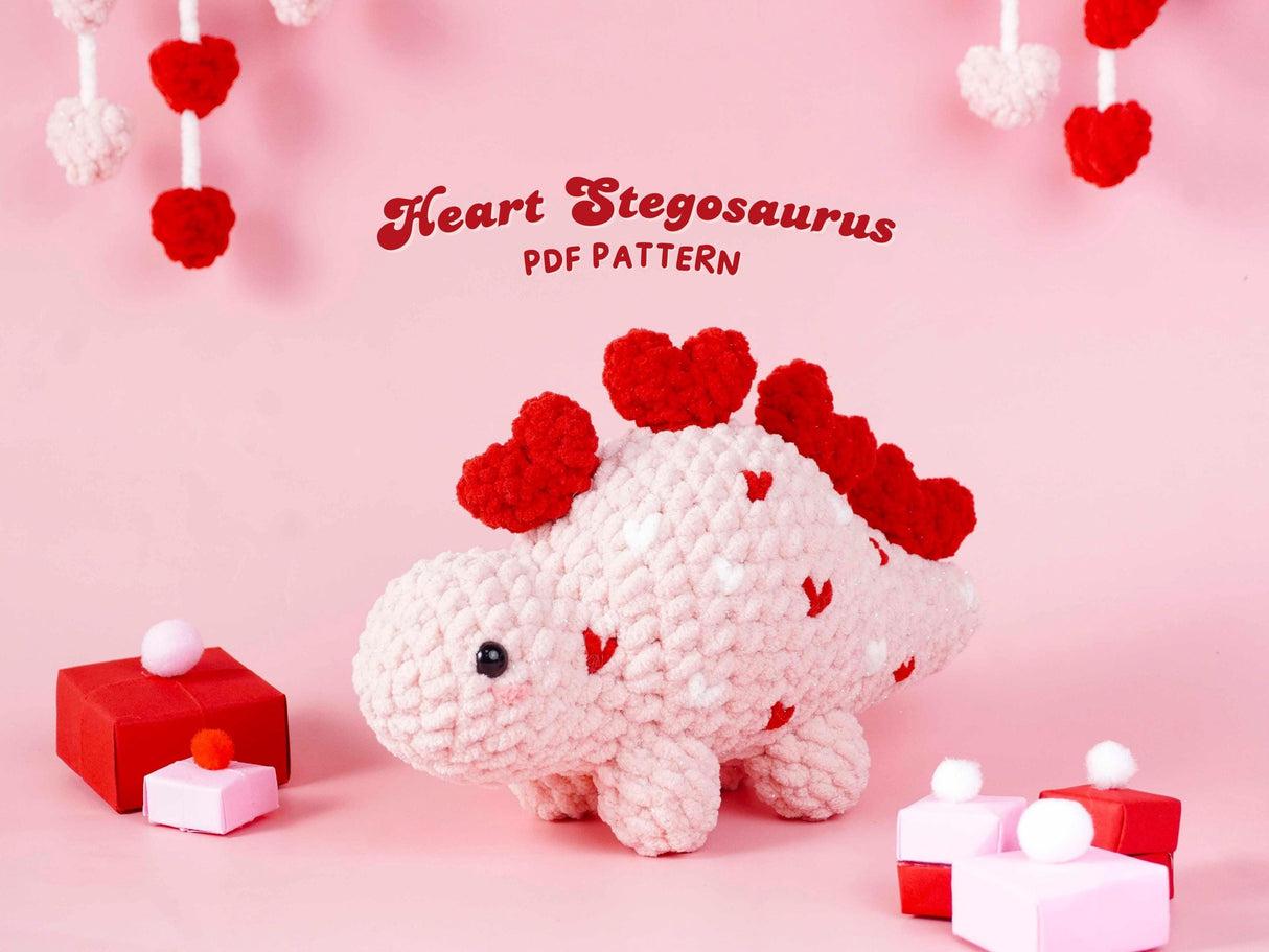 Heart Stegosaurus Crochet Pattern PDF | Valentine's Day Dino