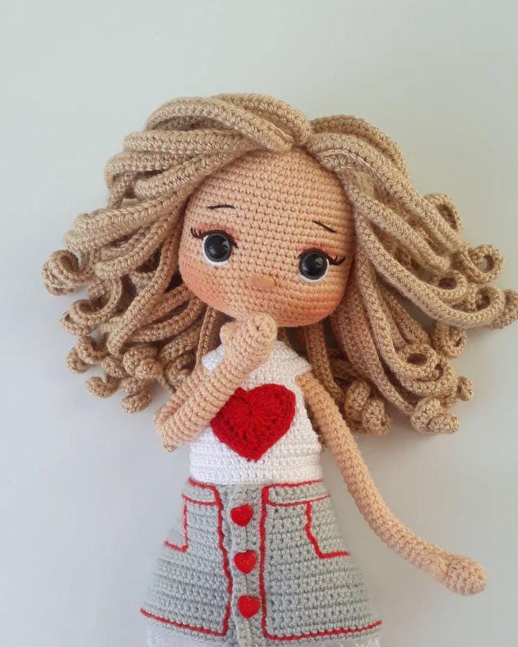 Valentina Doll Crochet Pattern PDF | Valentine's Day Amigurumi