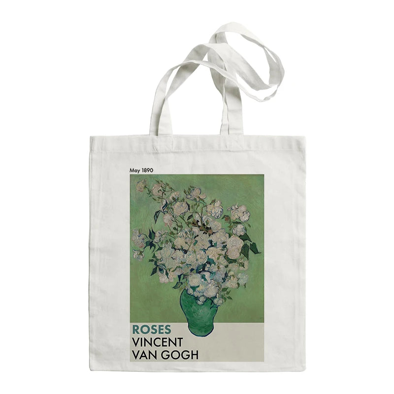 Van Gogh Painting Women Canvas Shoulder Bag High Capacity Tote Bag Aesthetics Shopping Bags Cotton Handbags Books Bag For Girls