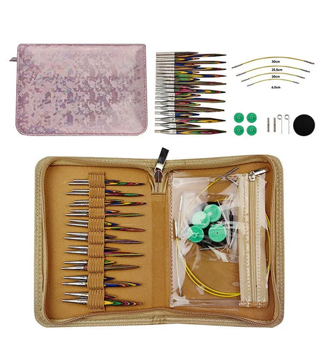 Knitting Needles Removable Ebony Wood 1 Set Crochet Hooks Needles Handmade Crafts Comfortable Grip for DIY Scarves Gloves
