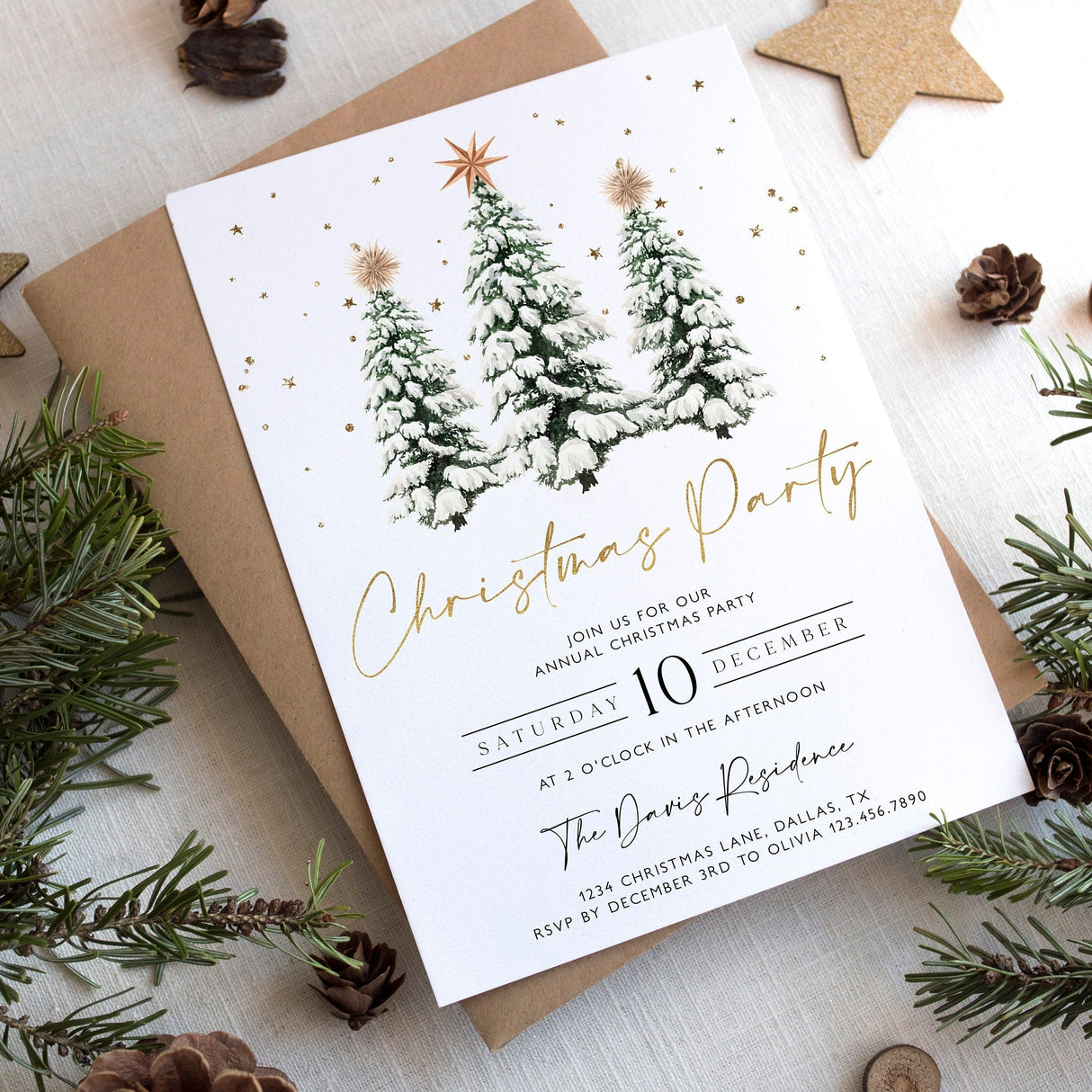 Christmas Party Invitation | Corjl Editable Template | Work Holiday Invite