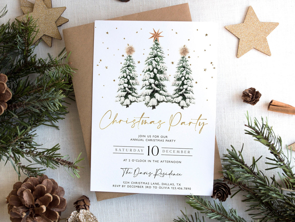 Christmas Party Invitation | Corjl Editable Template | Work Holiday Invite