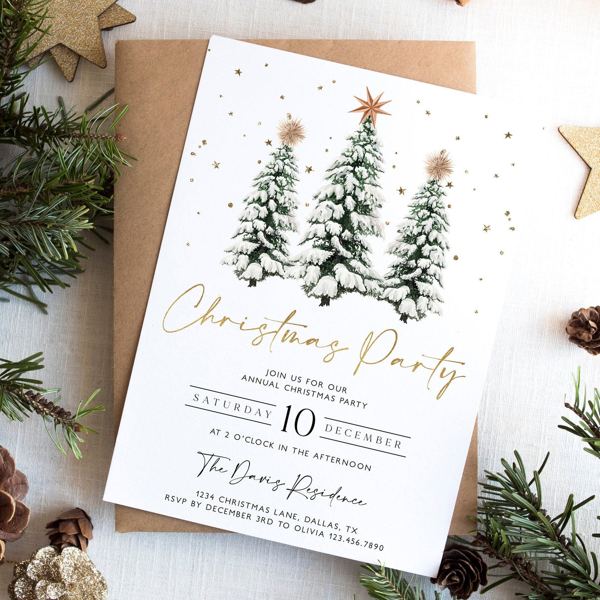 Christmas Party Invitation | Corjl Editable Template | Work Holiday Invite
