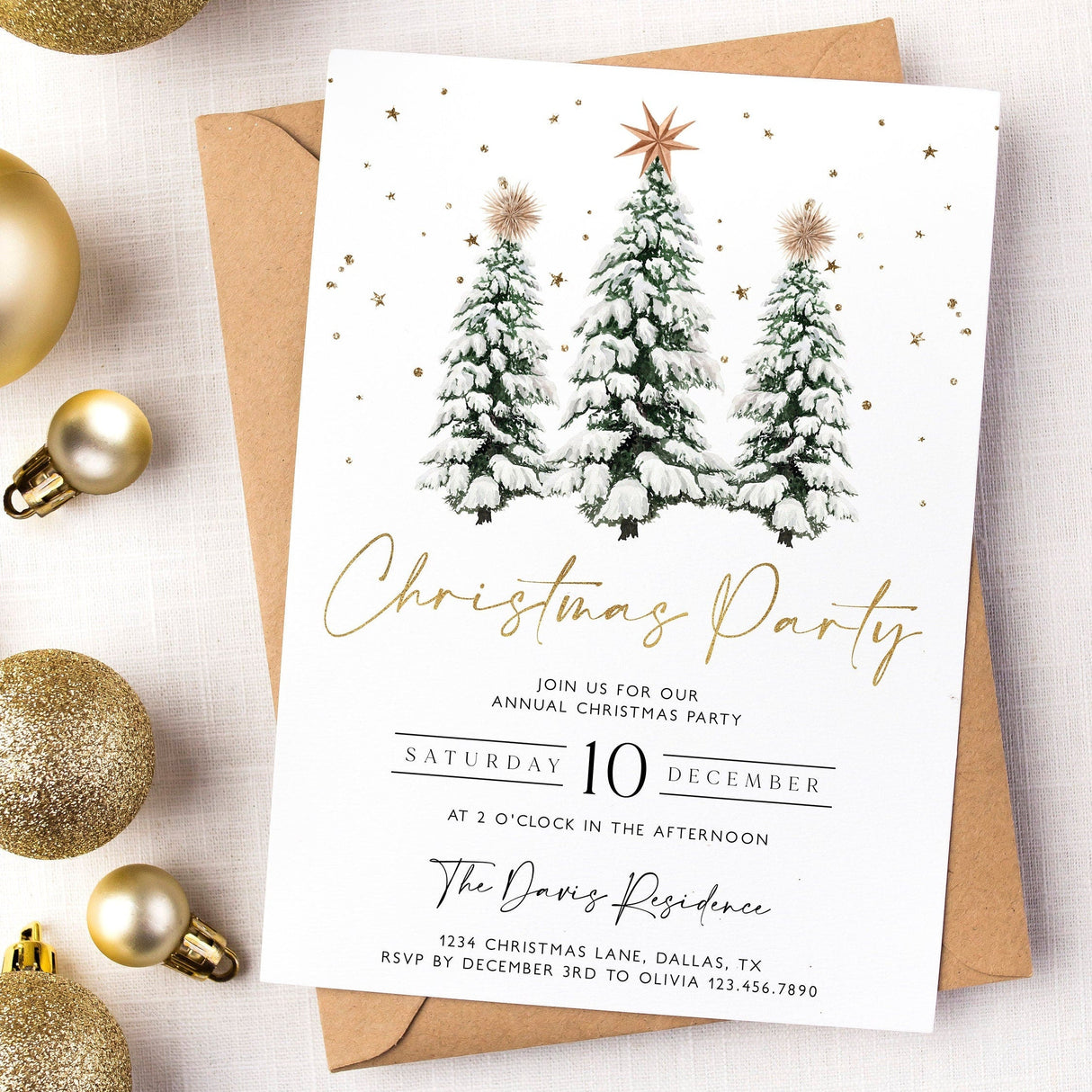 Christmas Party Invitation | Corjl Editable Template | Work Holiday Invite