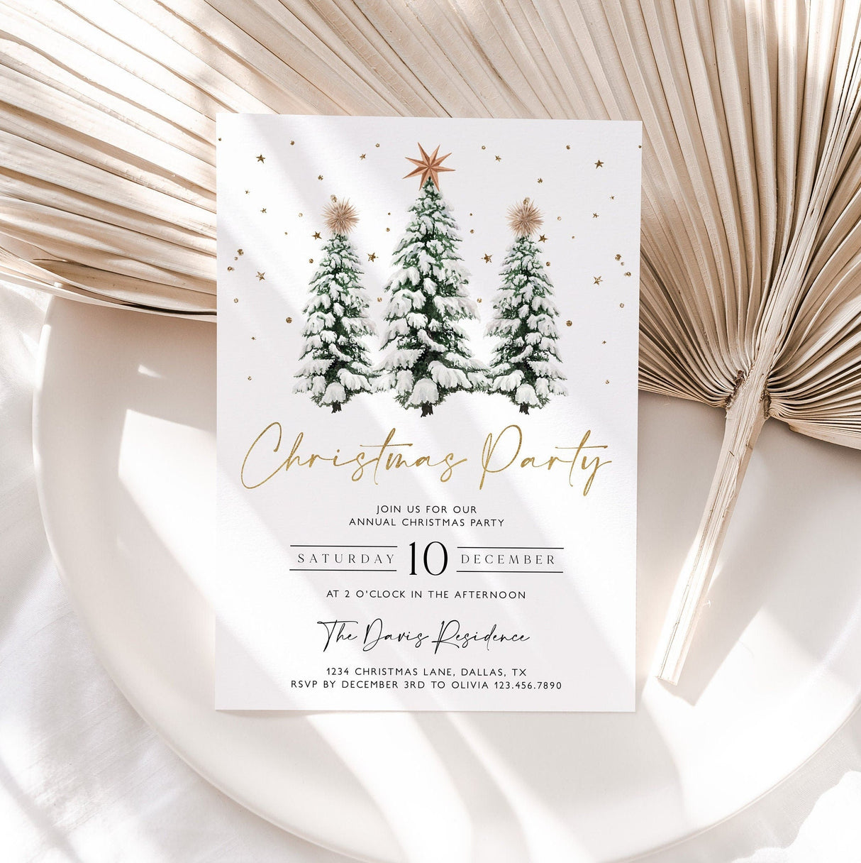 Christmas Party Invitation | Corjl Editable Template | Work Holiday Invite