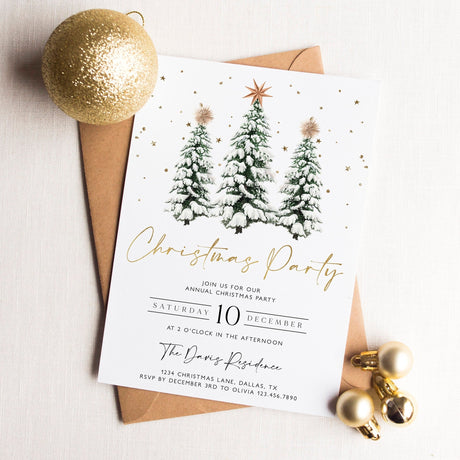 Christmas Party Invitation | Corjl Editable Template | Work Holiday Invite