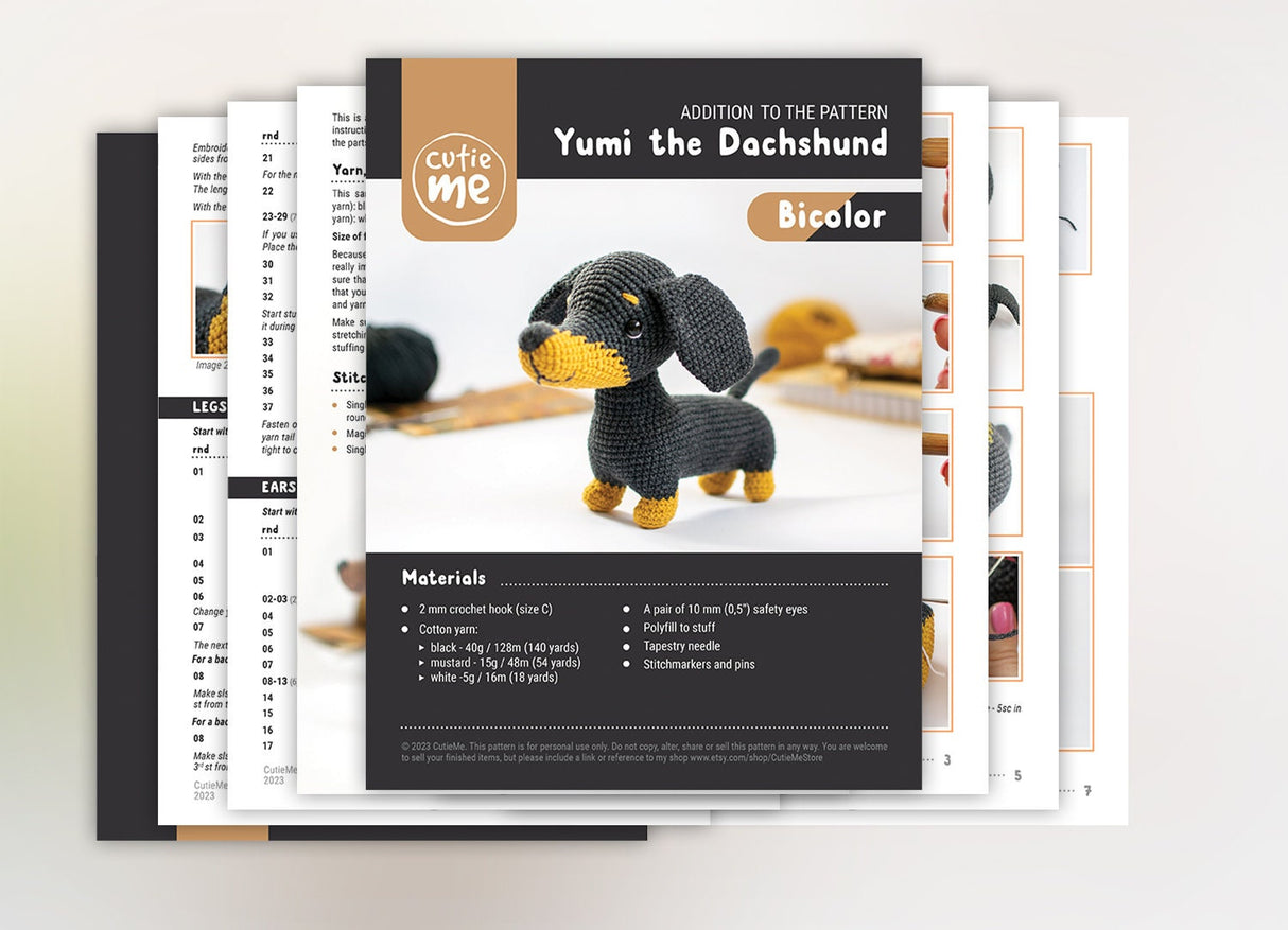Crochet Dachshund Dog Pattern PDF | Yumi in a Sweater