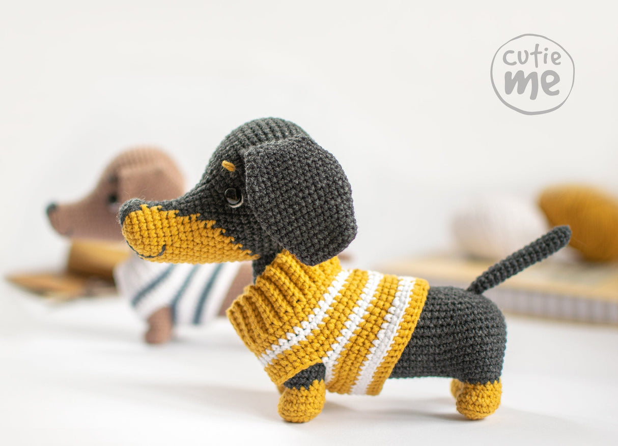 Crochet Dachshund Dog Pattern PDF | Yumi in a Sweater