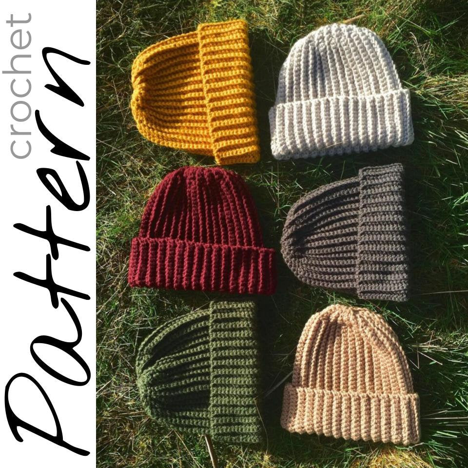 Ribbed Crochet Beanie Pattern PDF | Beginner Unisex Adult Hat