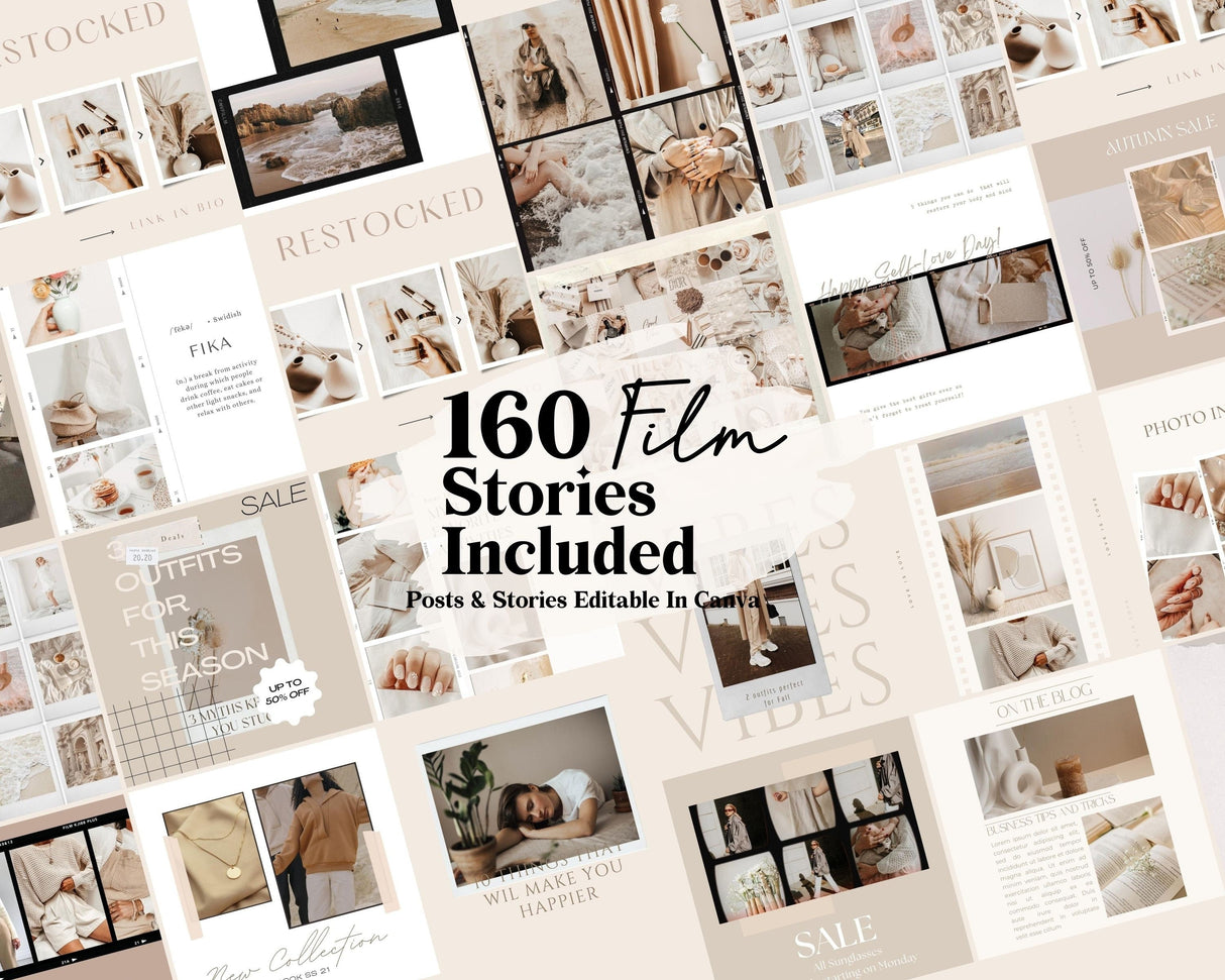 1800+ Instagram Canva Templates | Neutral Post, Story, Reel Bundle | TemplifyHub