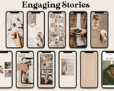 1800 Aesthetic Neutral Instagram Templates | Beige Boho Canva