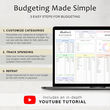 Budget Planner Google Sheets | Monthly & Paycheck Excel Template