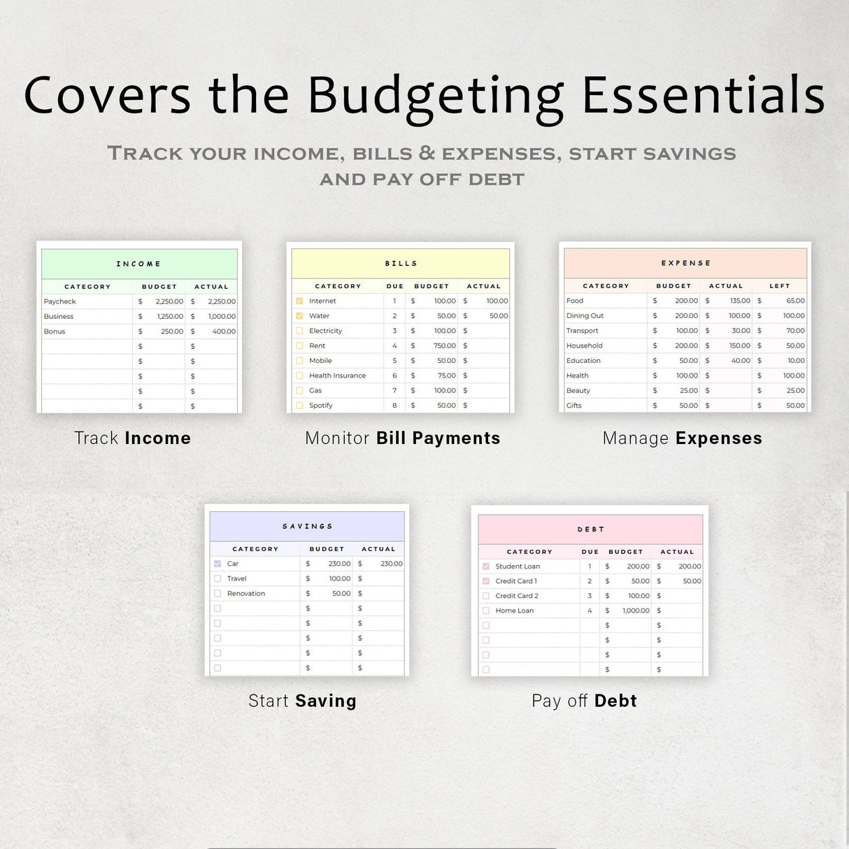 Budget Planner Google Sheets | Monthly & Paycheck Excel Template