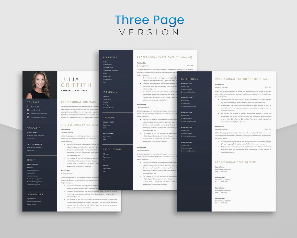 Professional CV Template | Modern Microsoft Word Resume | Digital Download