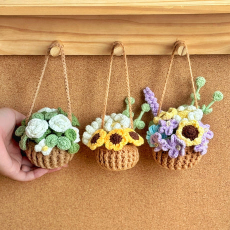 Car Hanging Plant Crochet Pattern | Rearview Mirror Succulent