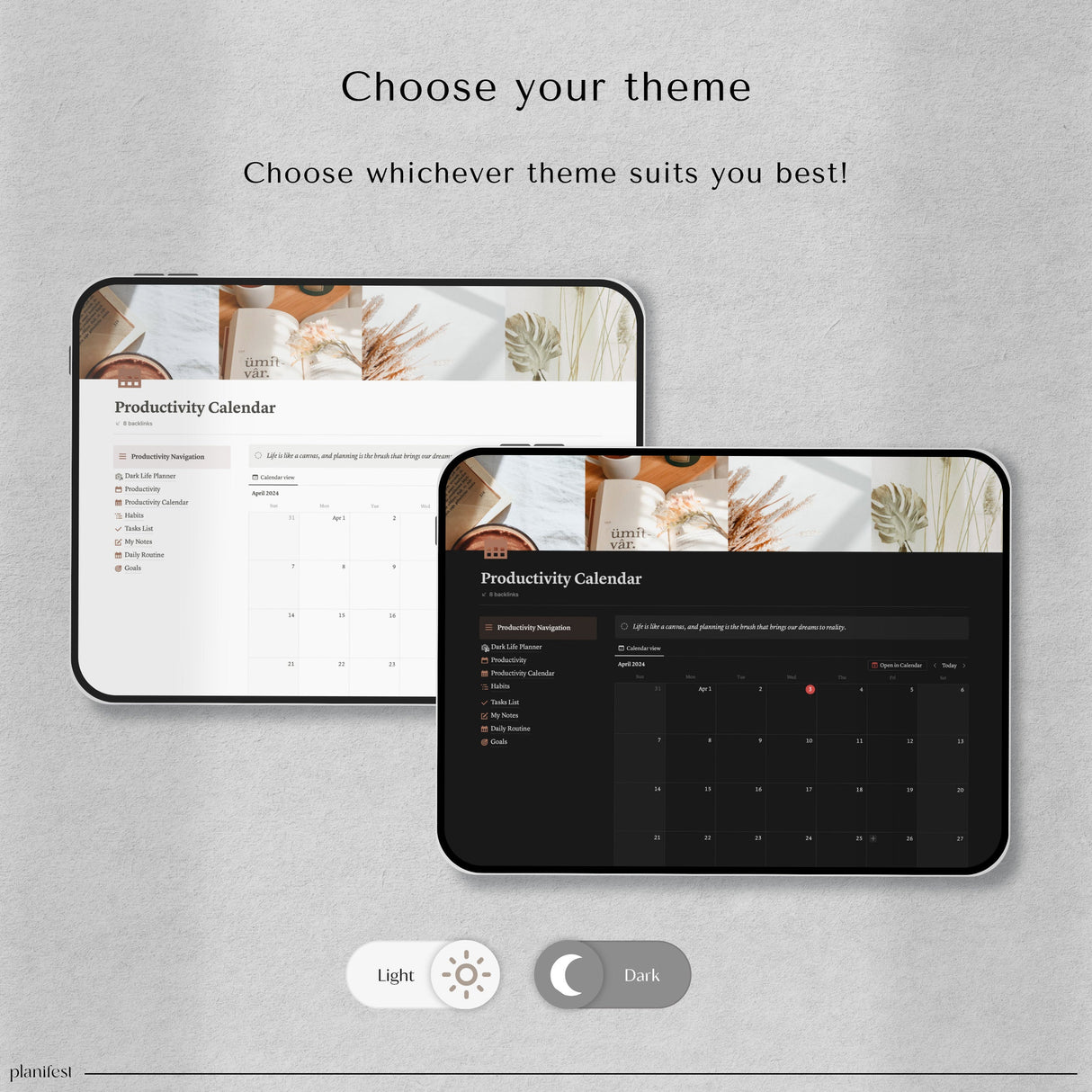 Dark Mode Notion Life Planner | All-In-One Aesthetic Dashboard