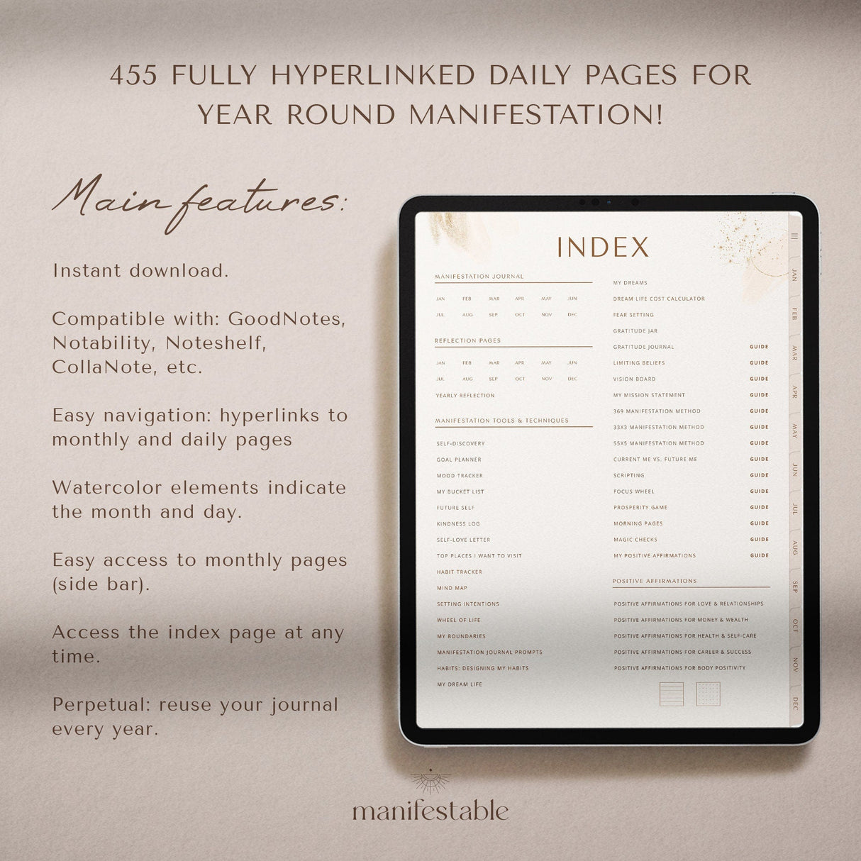 Manifestation Journal Law of Attraction | 456 Page GoodNotes PDF