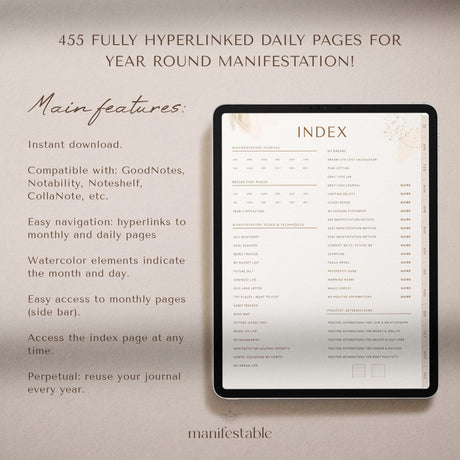 Manifestation Journal Law of Attraction | 456 Page GoodNotes PDF