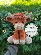 Sitting Highland Cow Crochet Pattern PDF | Henry the Cow