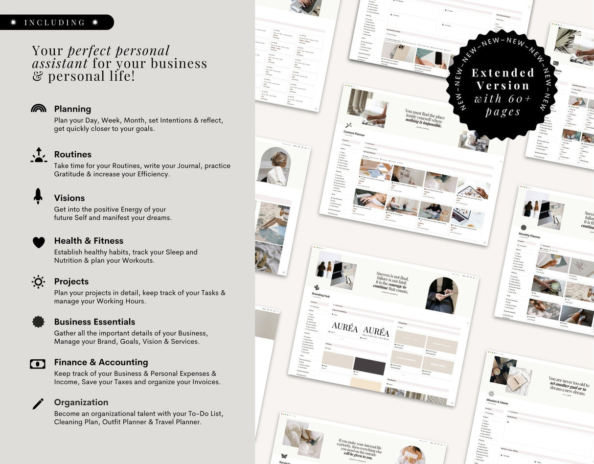 Notion 2026 Life & Business Planner | All-In-One Aesthetic Dashboard