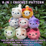 Loaf Cat Kitten Crochet Pattern PDF | 8-in-1 Low Sew Bundle