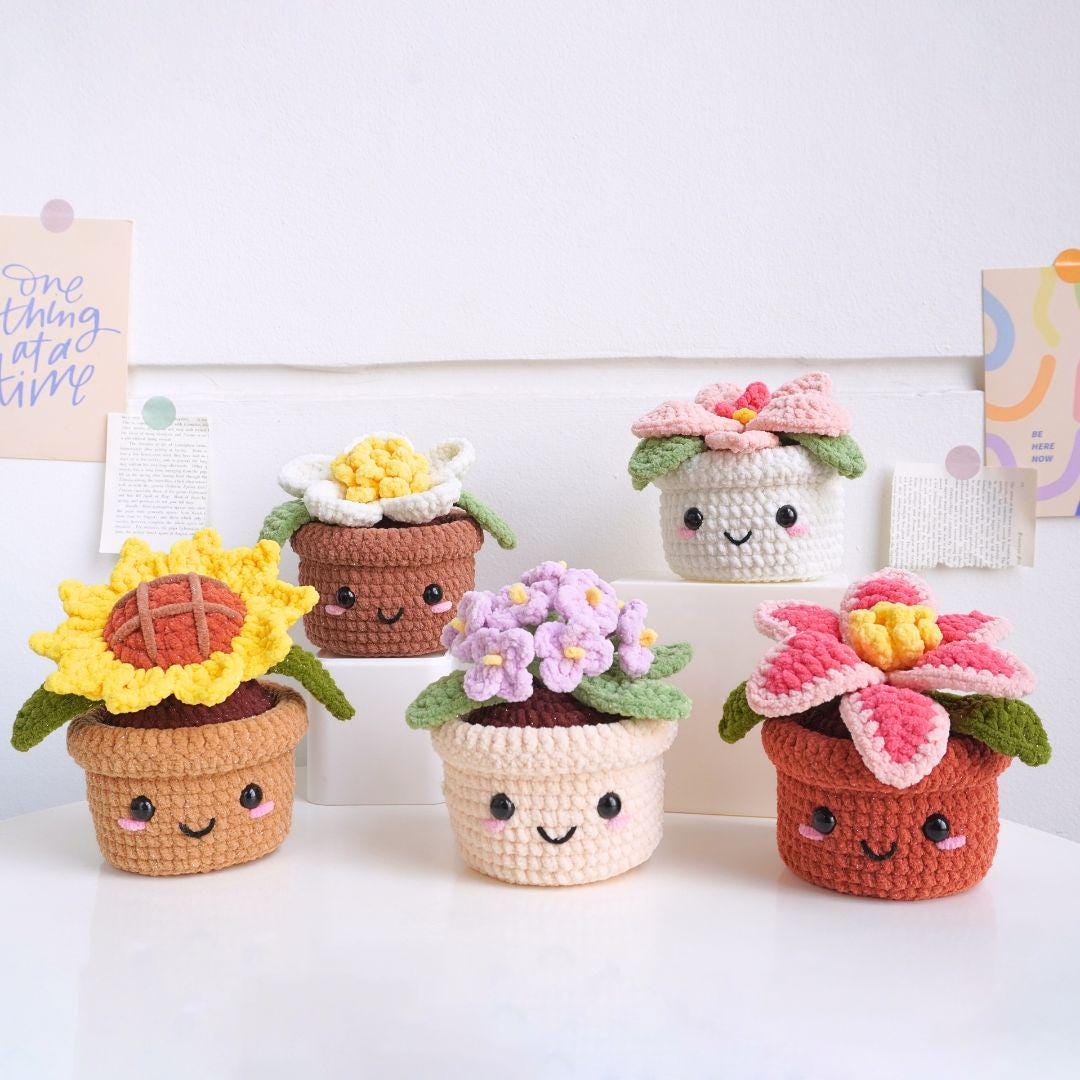 Digital PDF Blossom Harmony Crochet Flower Pot Patterns