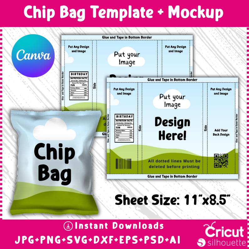Party Favor Templates | Canva Chip Bag & Wrapper Bundle | Digital Files