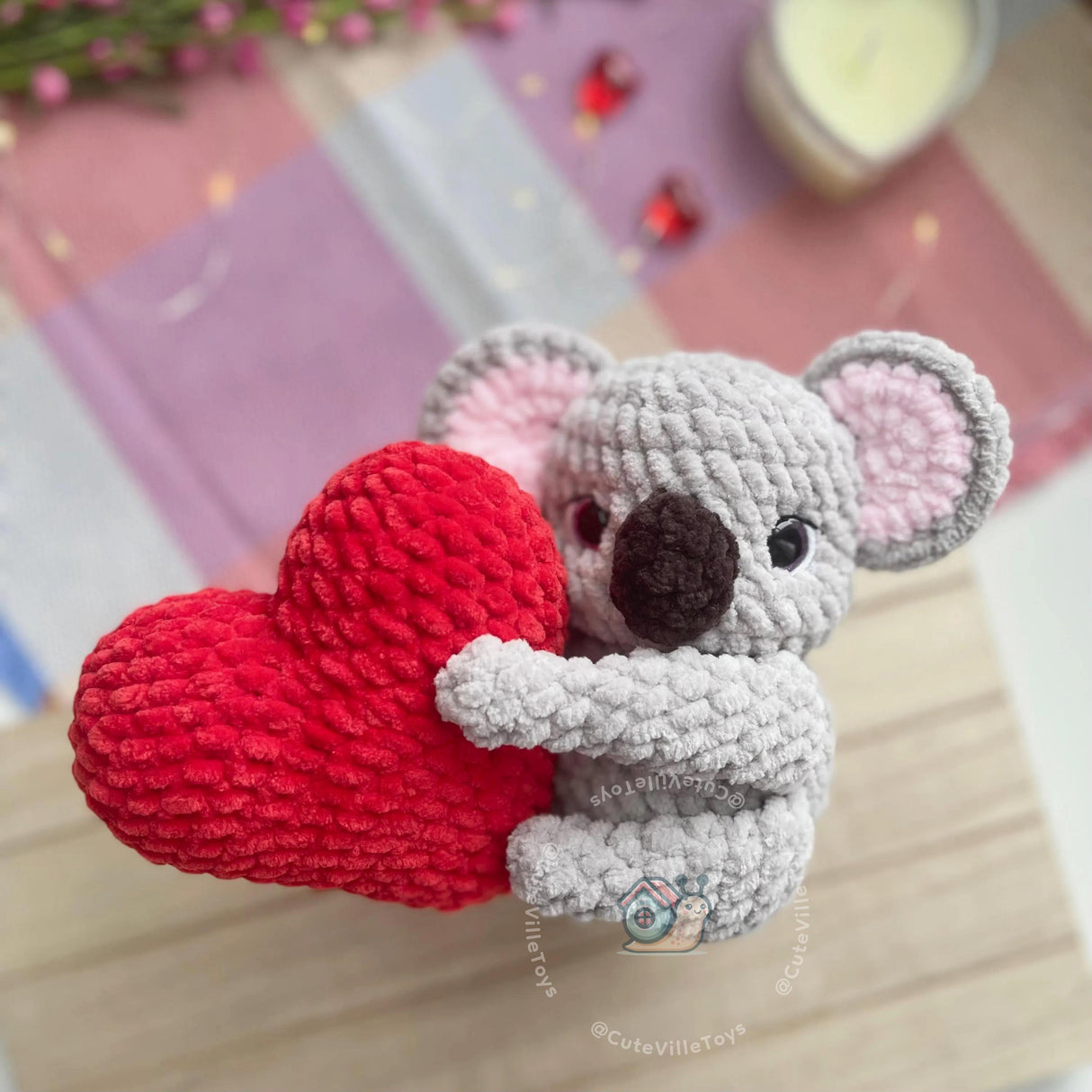 Digital PDF Koala Amigurumi Crochet Pattern | Heart or Bamboo