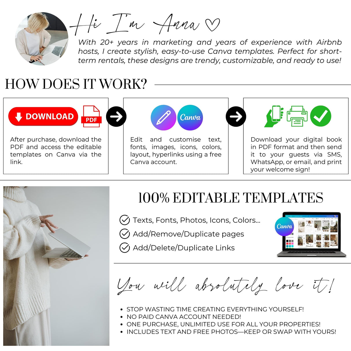 Airbnb Digital Welcome Book Canva Template | Interactive Host Guide | TemplifyHub