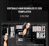 4-in-1 Hair Bundles Flyer Canva Template | Price List & Restock | TemplifyHub