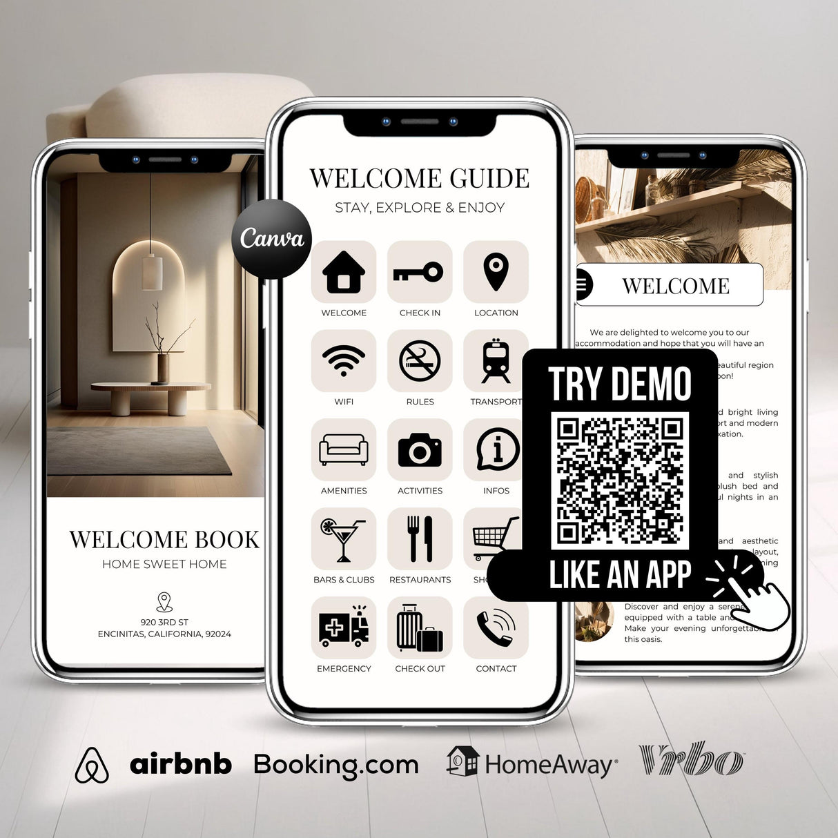 Airbnb Digital Welcome Book Canva Template | Interactive Host Guide | TemplifyHub