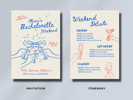 Bachelorette Party Invitation | Handwritten Canva Template | Digital Itinerary