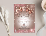 Birthday Invitation Template | Rose Gold Canva Editable | Digital Download