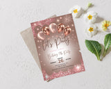 Birthday Invitation Template | Rose Gold Canva Editable | Digital Download