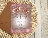 Birthday Invitation Template | Rose Gold Canva Editable | Digital Download