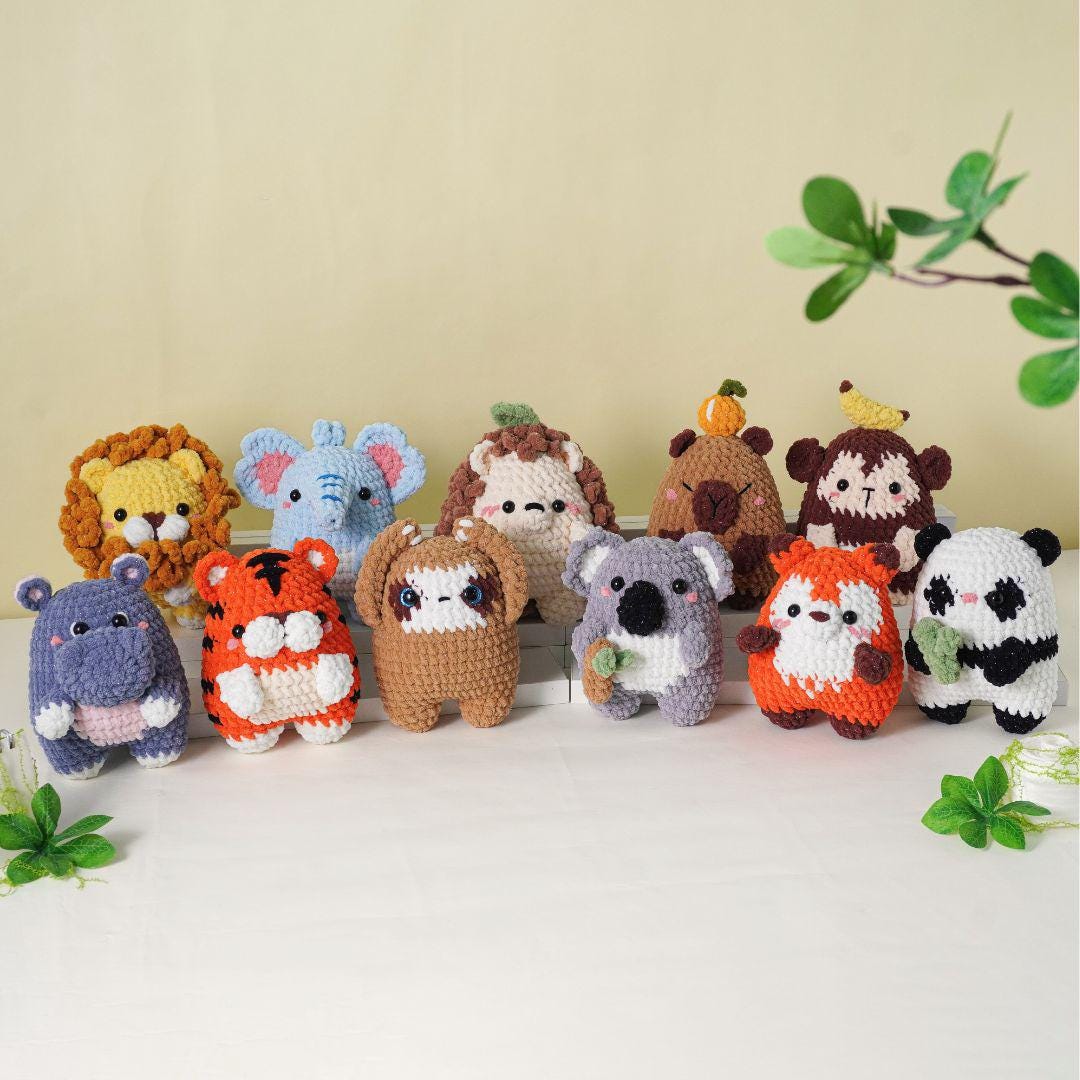 Digital PDF 28-in-1 Tiny Beasties Crochet Patterns Bundle