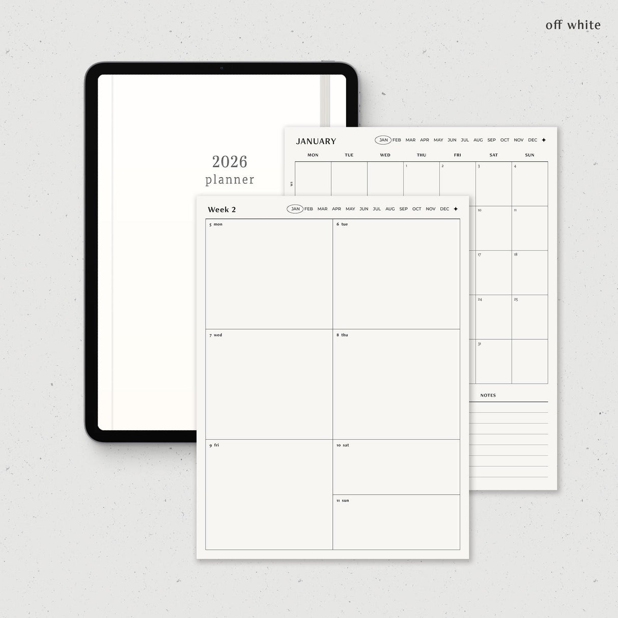2026 Weekly Monthly Digital Planner | Minimalist Goodnotes PDF