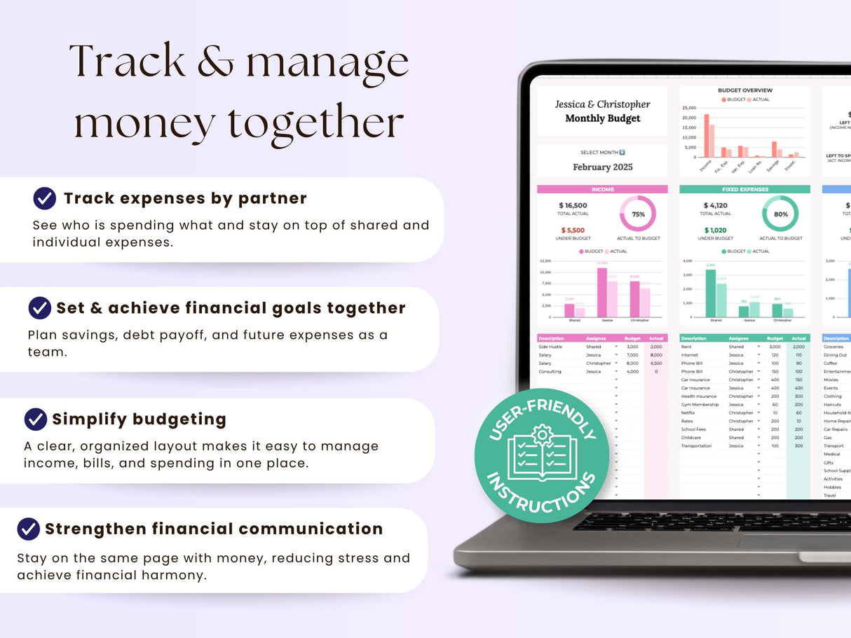 Couples Budget Spreadsheet Monthly Couple Budget Template Google Sheets Annual Couples Budget Planner Shared Budget Expense Tracker Excel