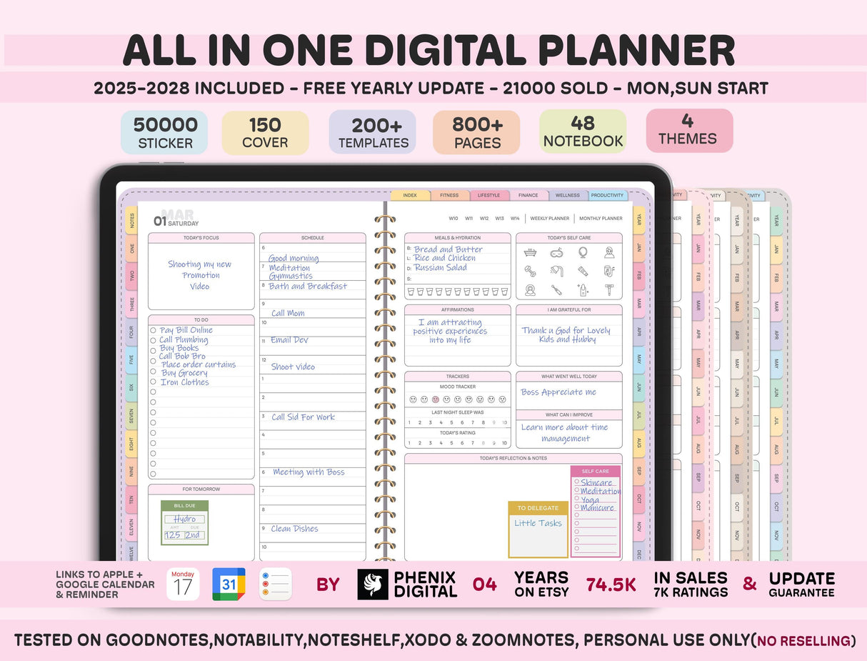 All-in-One Digital Planner 2026 | Multi-Year Goodnotes PDF