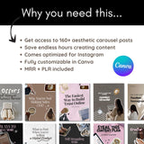 400+ Faceless Instagram Carousels | Aesthetic Canva MRR PLR